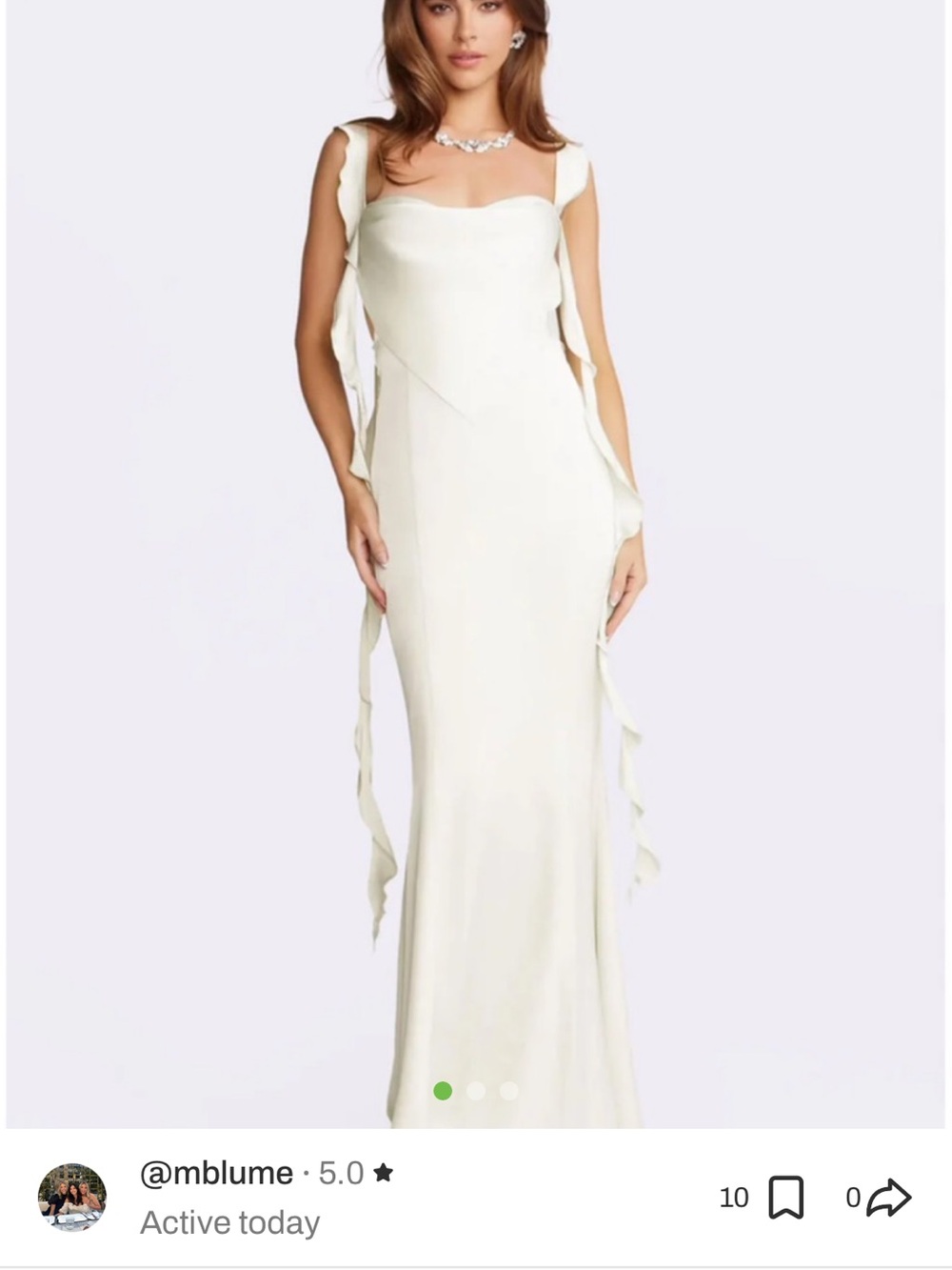 Ivory Satin Column Dress with Shoulder Ties